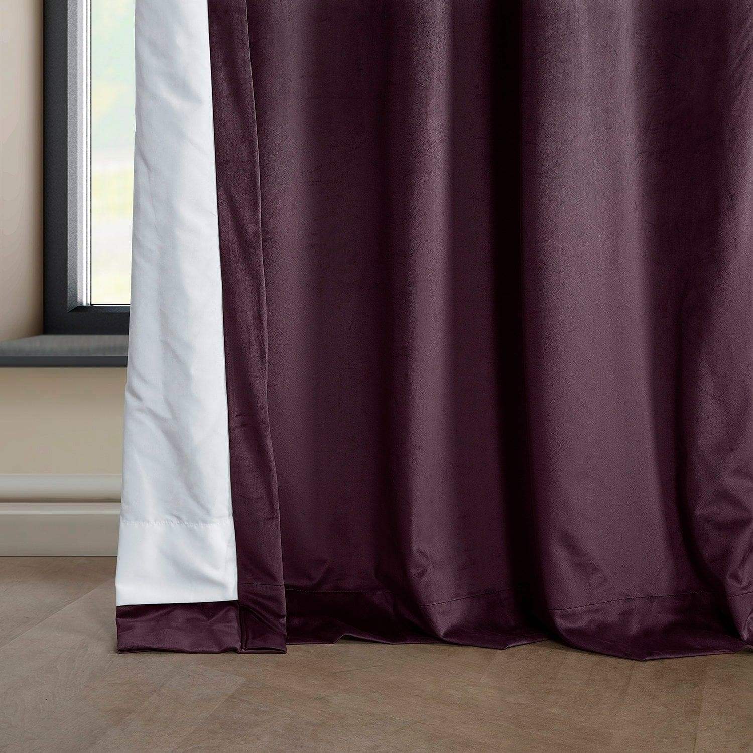Winter Plum Heritage Plush Velvet Room Darkening Curtain | Half
