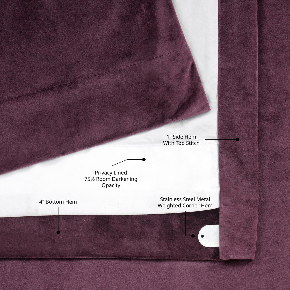 Winter Plum Heritage Plush Velvet Room Darkening Curtain