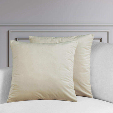 Au Lait Creme Heritage Plush Velvet Cushion Covers - Pair - HalfPriceDrapes.com
