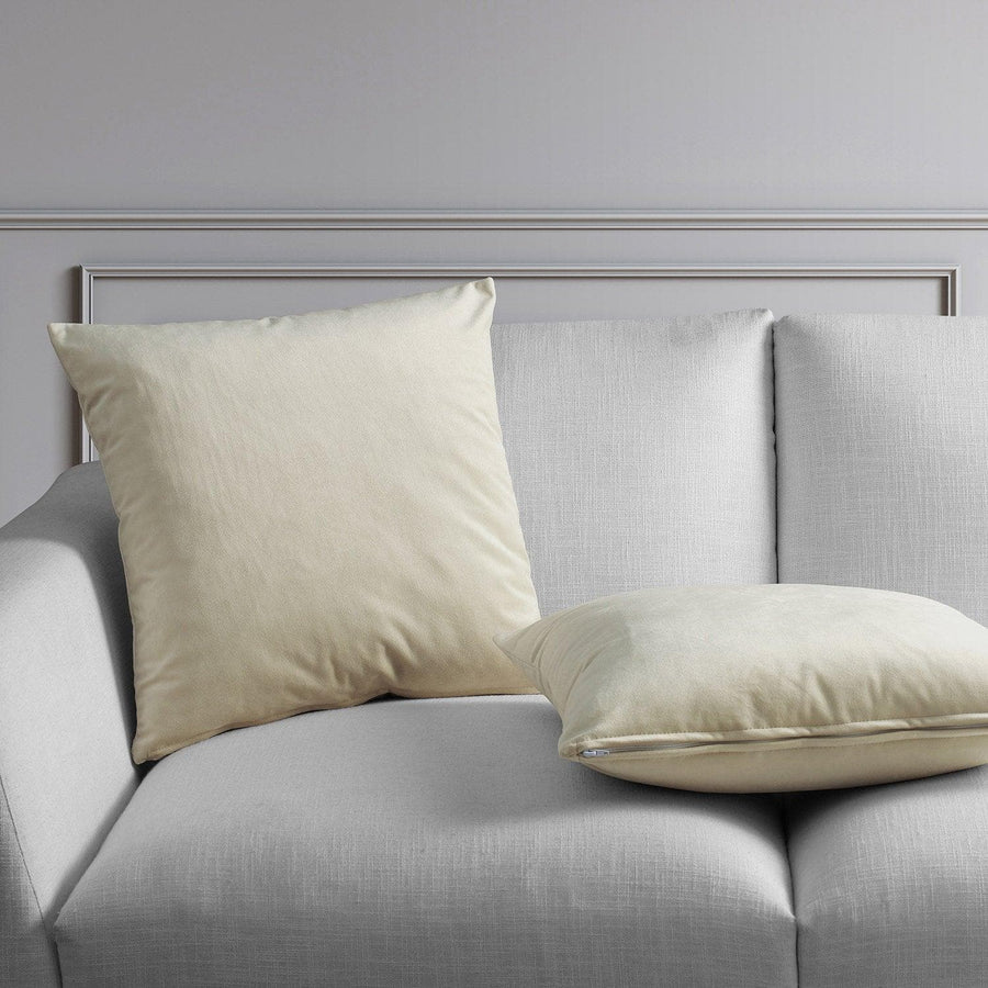 Au Lait Creme Heritage Plush Velvet Cushion Covers - Pair - HalfPriceDrapes.com