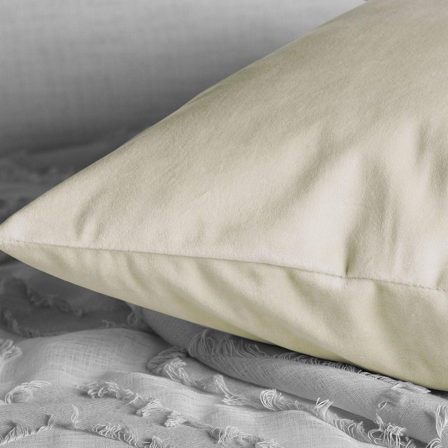 Au Lait Creme Heritage Plush Velvet Cushion Covers - Pair - HalfPriceDrapes.com