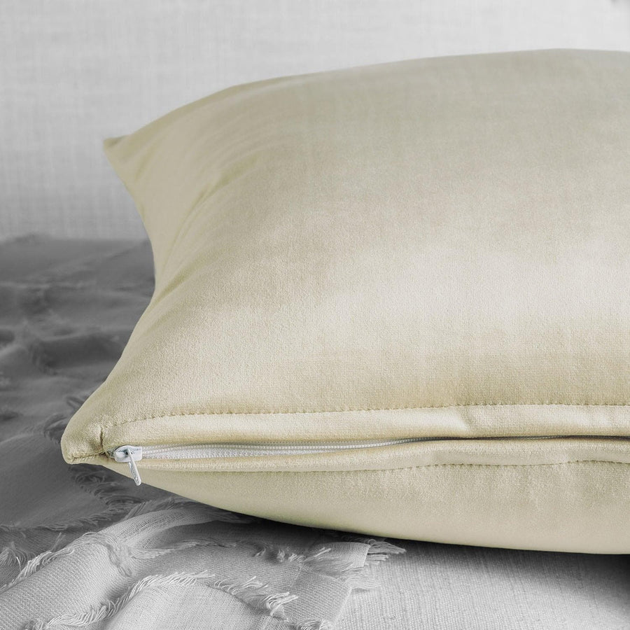 Au Lait Creme Heritage Plush Velvet Cushion Covers - Pair - HalfPriceDrapes.com