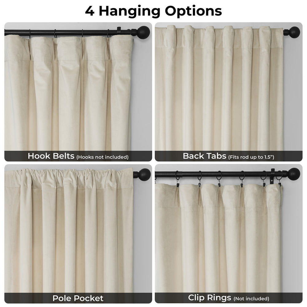Au Lait Crème Extra Wide Heritage Plush Velvet Room Darkening Curtain
