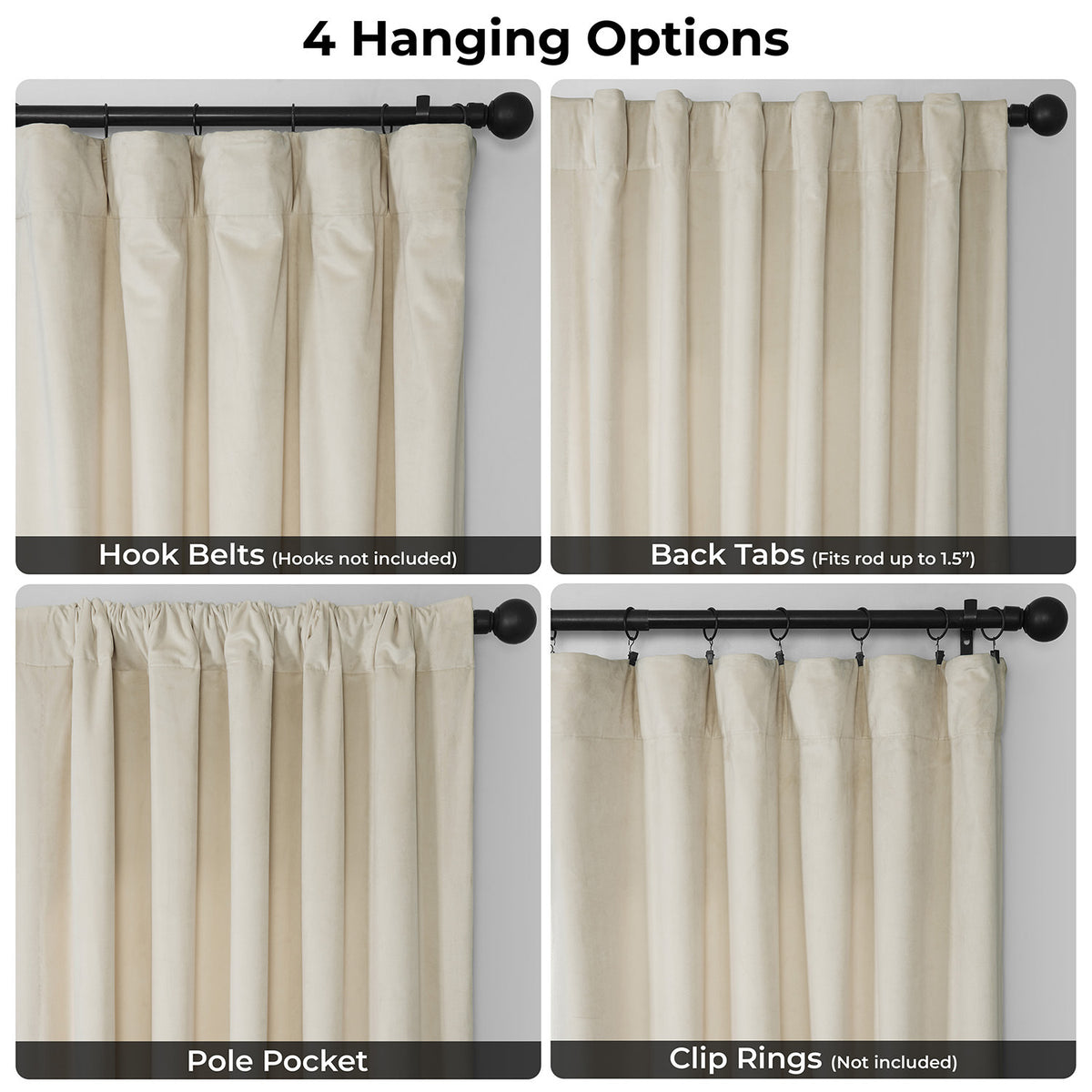 Au Lait Crème Extra Wide Heritage Plush Velvet Room Darkening Curtain