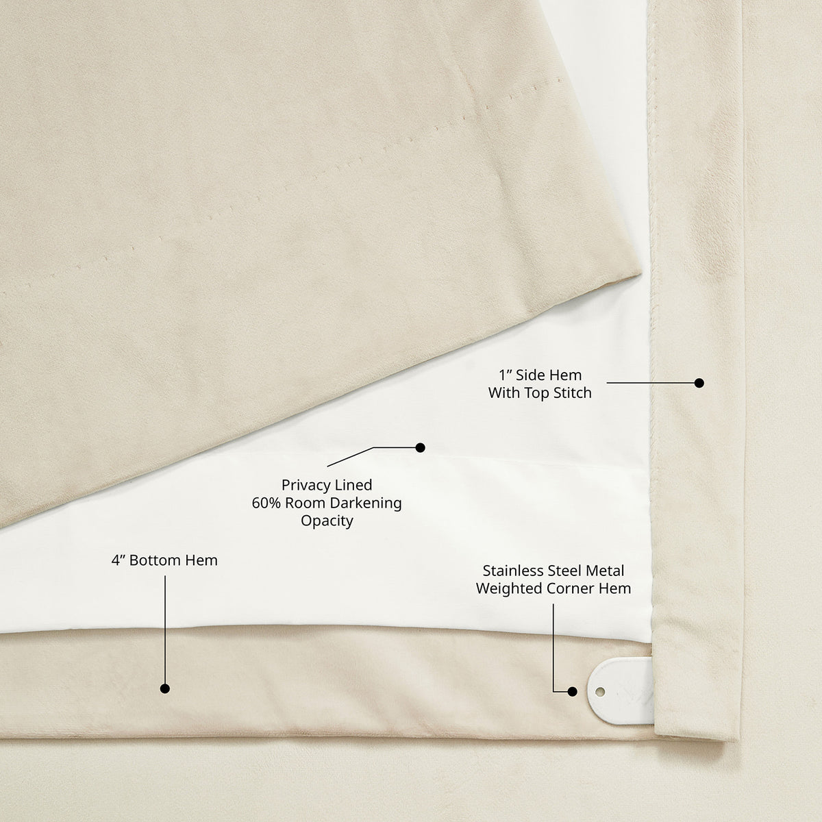 Au Lait Crème Extra Wide Heritage Plush Velvet Room Darkening Curtain