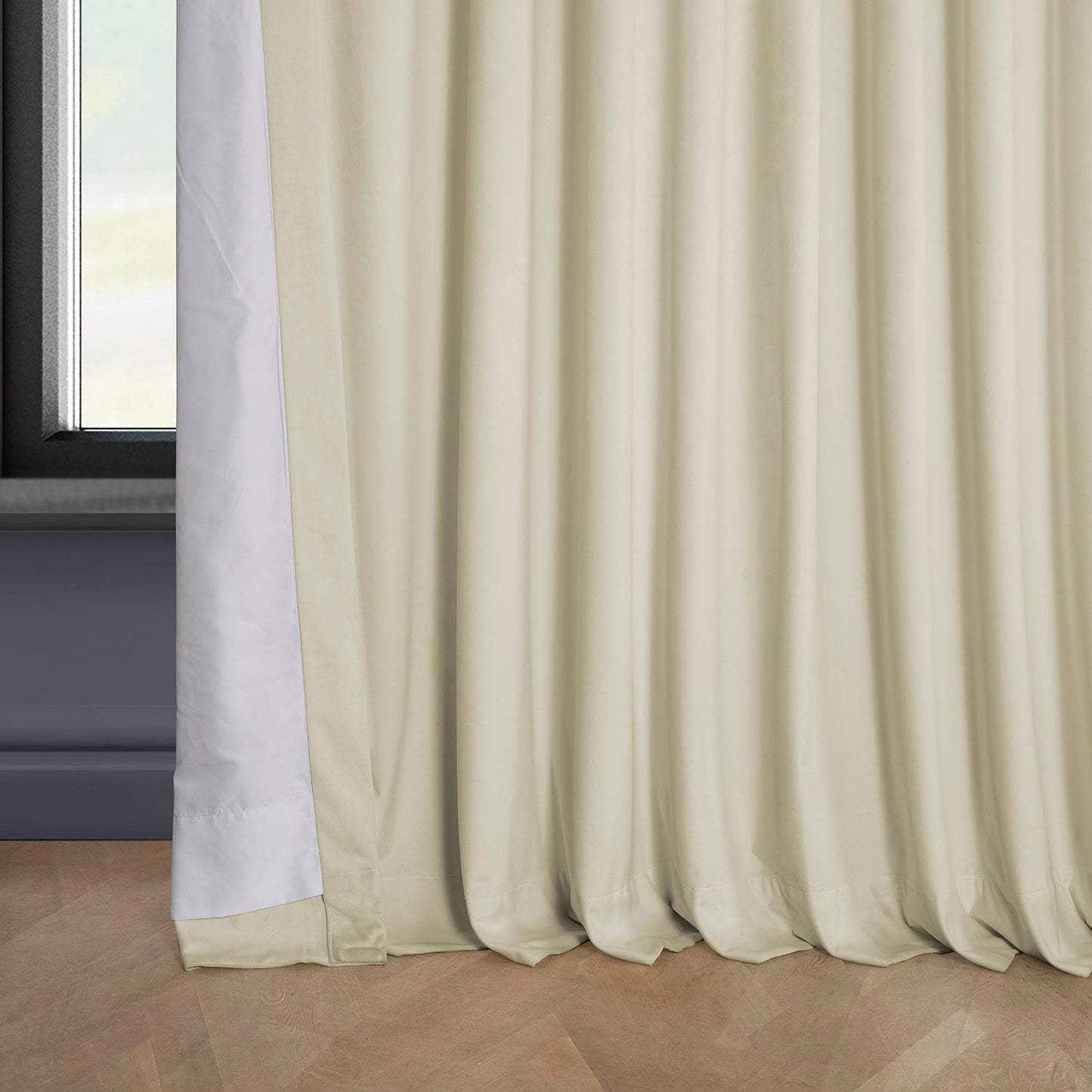 Au Lait Crème Extra Wide Heritage Plush Velvet Curtain - HalfPriceDrapes.com