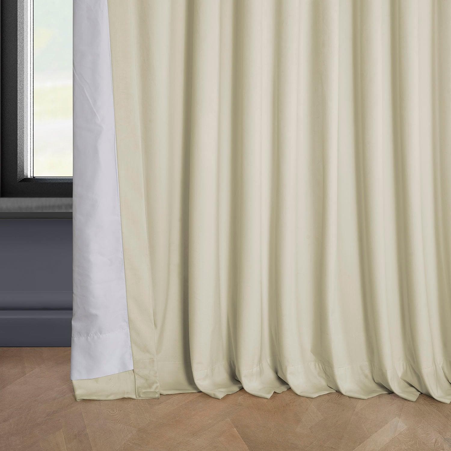 Au Lait Crème Extra Wide Heritage Plush Velvet Curtain - HalfPriceDrapes.com