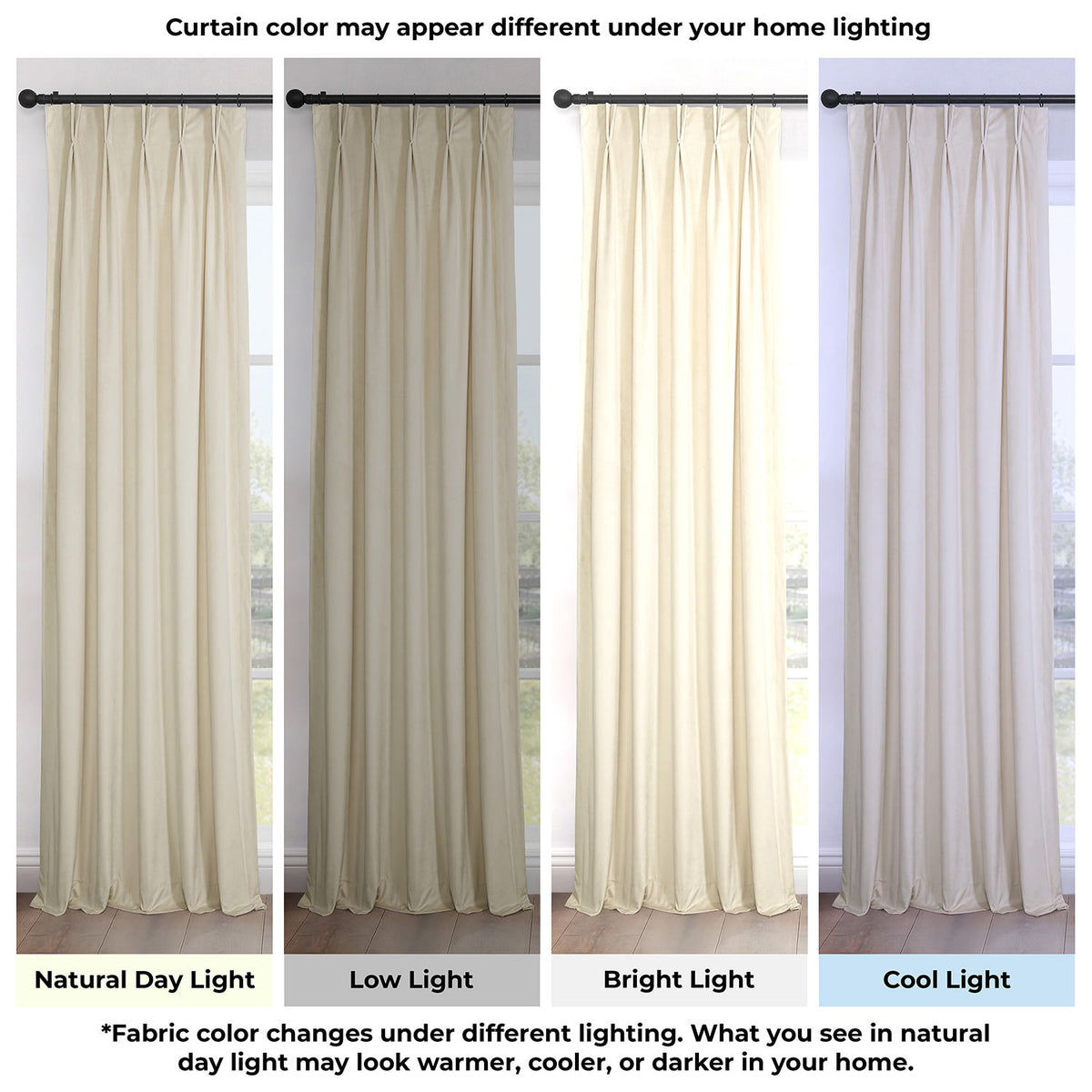 Au Lait Crème Pinch Pleat Heritage Plush Velvet Room Darkening Curtain