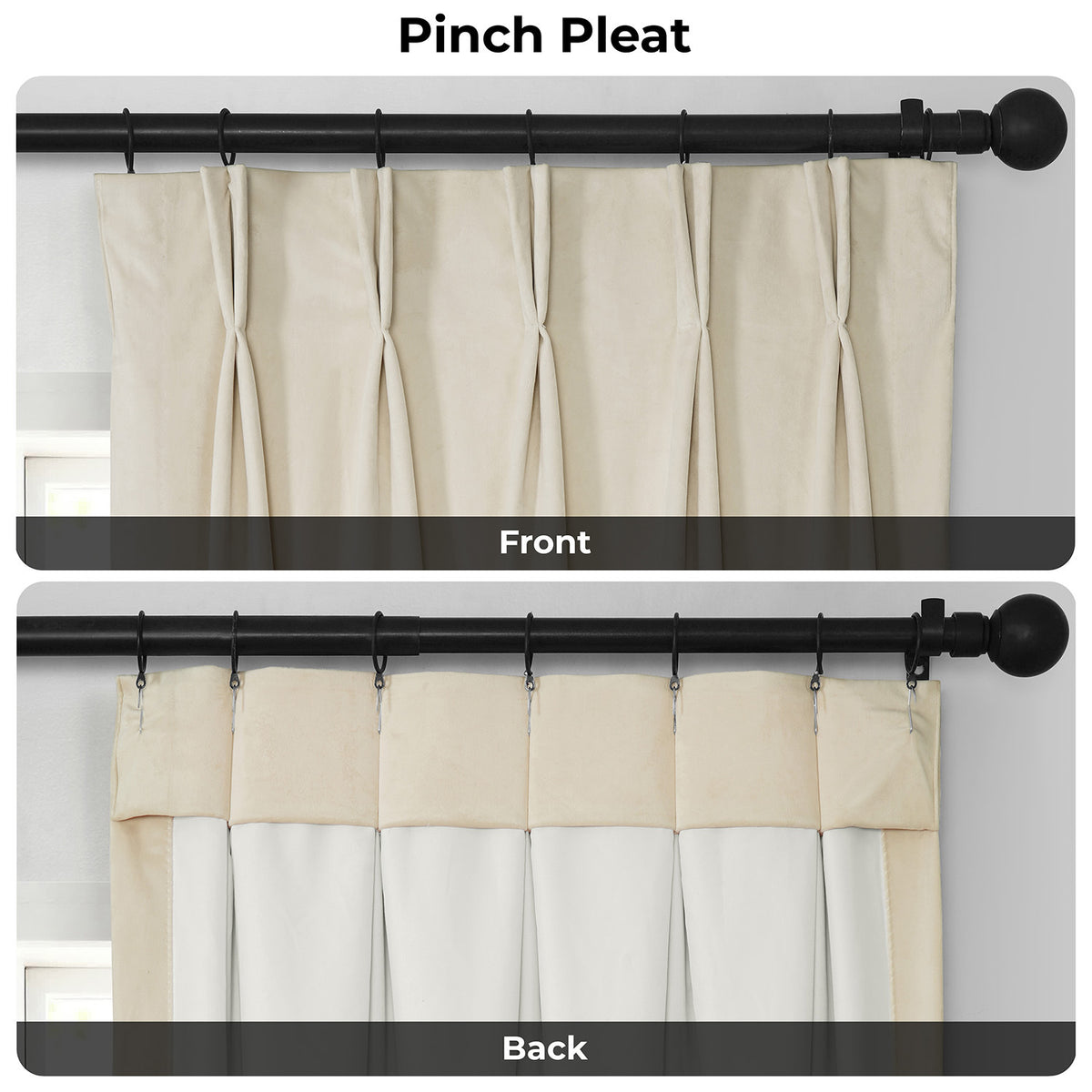 Au Lait Crème Pinch Pleat Heritage Plush Velvet Room Darkening Curtain