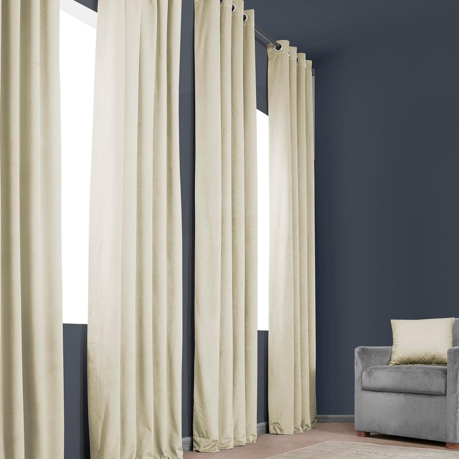 Au Lait Crème Grommet Heritage Plush Velvet Curtain - HalfPriceDrapes.com
