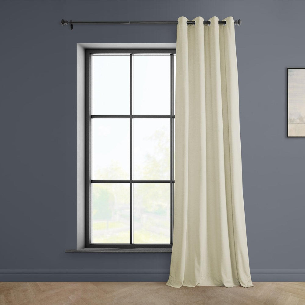Au Lait Crème Grommet Heritage Plush Velvet Curtain - HalfPriceDrapes.com