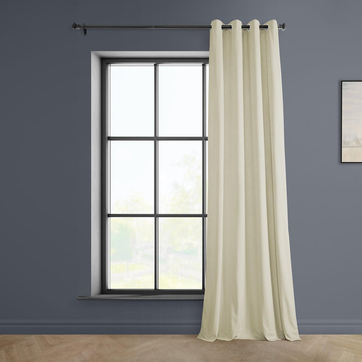 Au Lait Crème Grommet Heritage Plush Velvet Curtain - HalfPriceDrapes.com