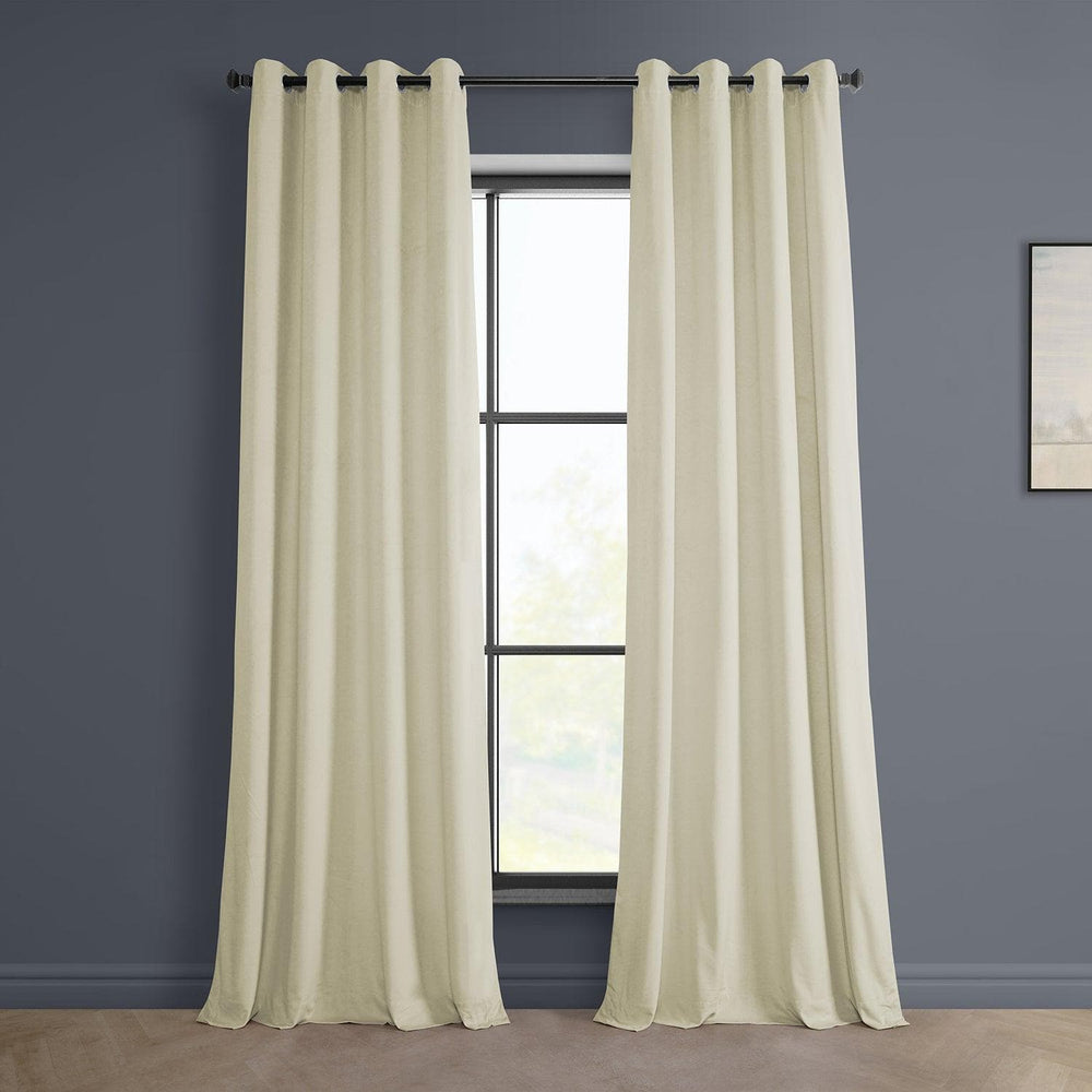 Au Lait Crème Grommet Heritage Plush Velvet Curtain - HalfPriceDrapes.com