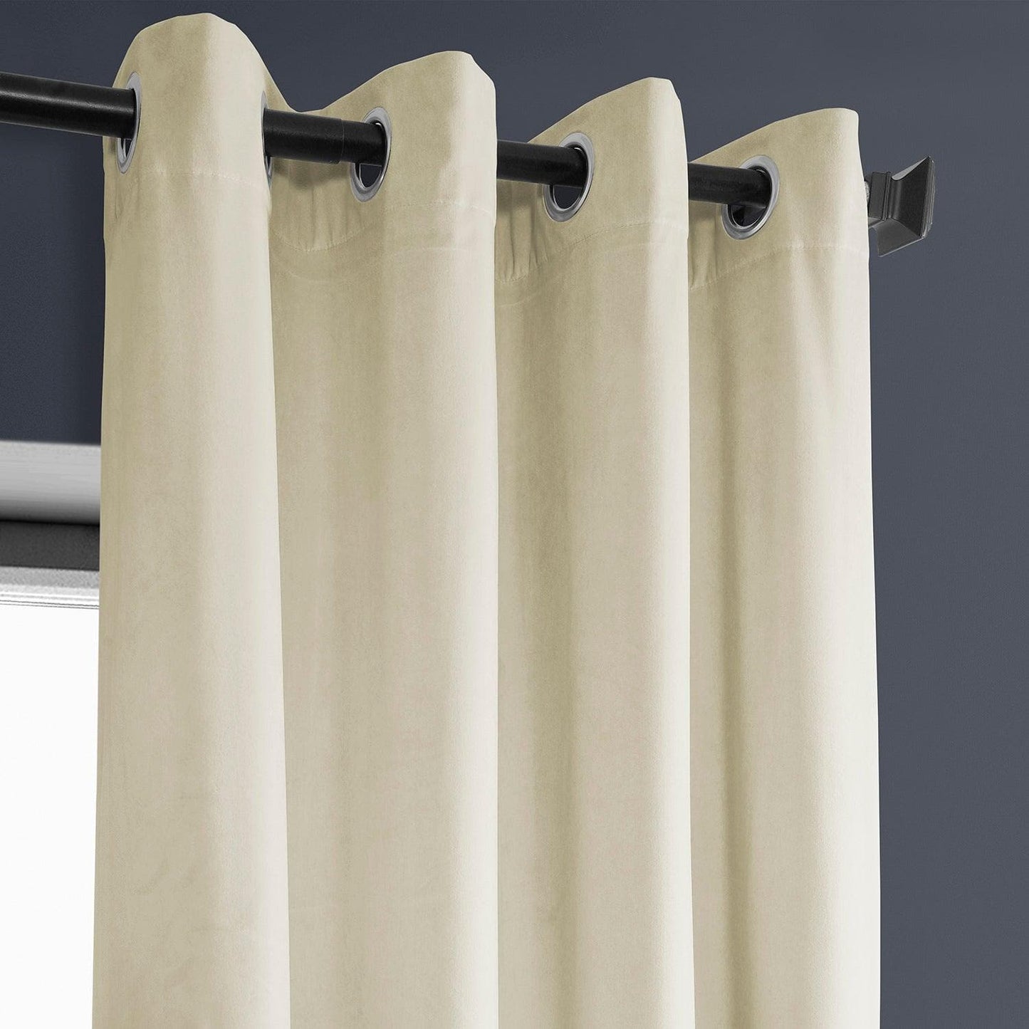 Au Lait Crème Grommet Heritage Plush Velvet Curtain - HalfPriceDrapes.com