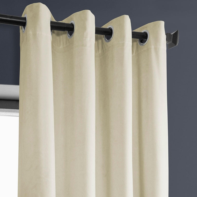 Au Lait Crème Grommet Heritage Plush Velvet Curtain - HalfPriceDrapes.com