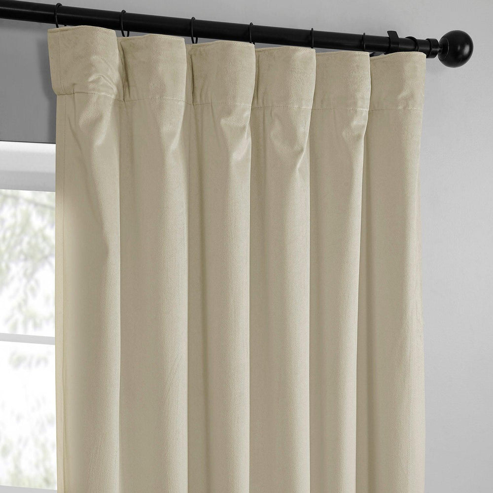 Au Lait Crème Heritage Plush Velvet Room Darkening Curtain - HalfPriceDrapes.com