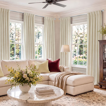Au Lait Crème Heritage Plush Velvet Room Darkening Curtain