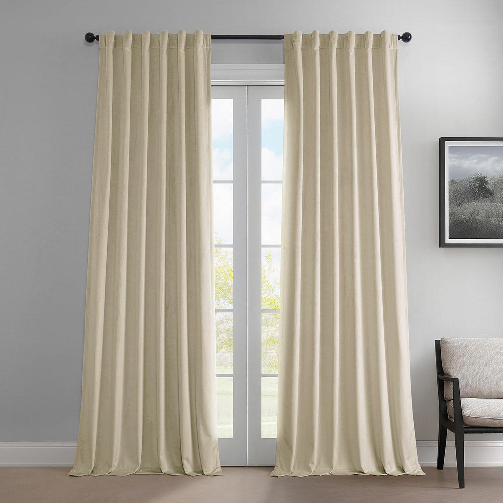 Au Lait Crème Heritage Plush Velvet Room Darkening Curtain - HalfPriceDrapes.com