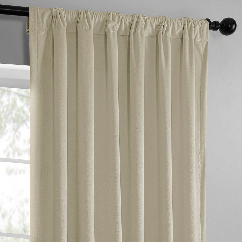 Au Lait Crème Heritage Plush Velvet Room Darkening Curtain - HalfPriceDrapes.com