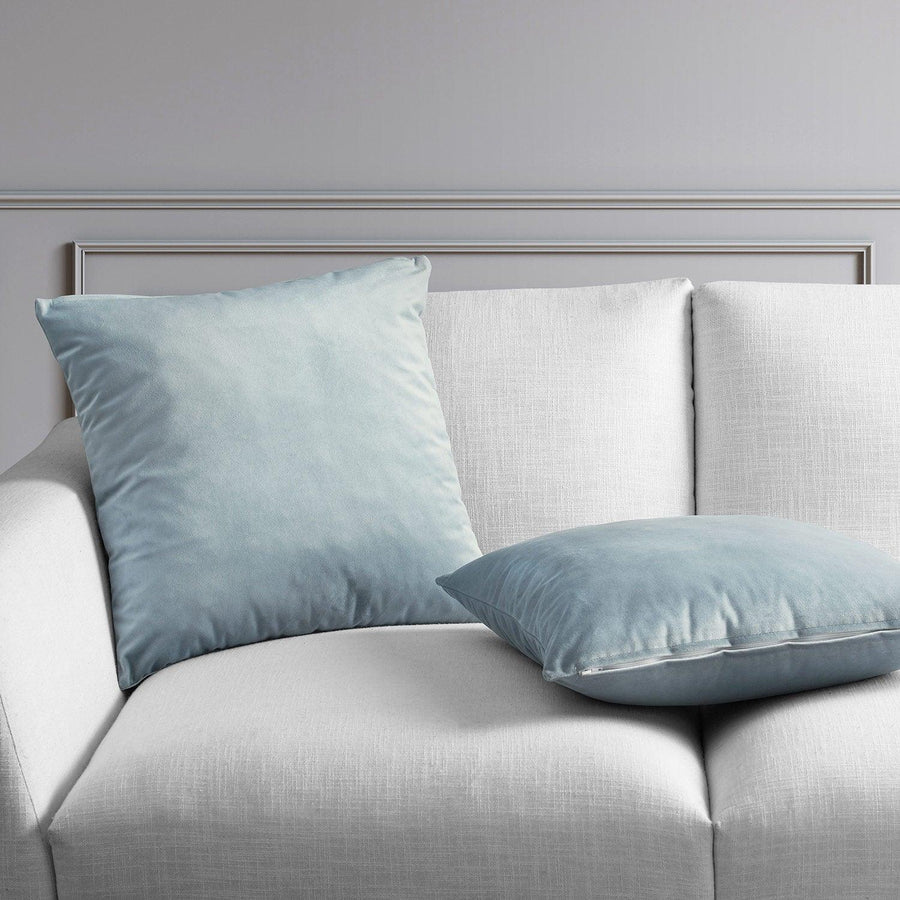Aquarius Blue Heritage Plush Velvet Cushion Covers - Pair - HalfPriceDrapes.com