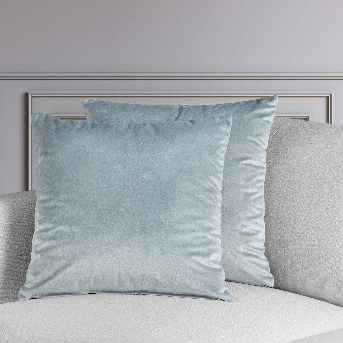 Aquarius Blue Heritage Plush Velvet Cushion Covers - Pair - HalfPriceDrapes.com