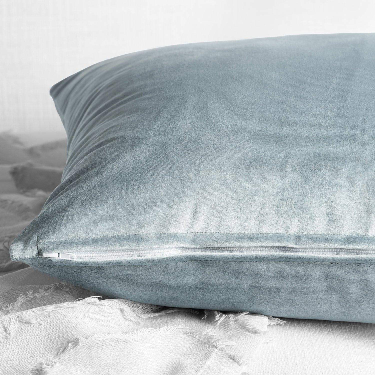 Aquarius Blue Heritage Plush Velvet Cushion Covers - Pair - HalfPriceDrapes.com