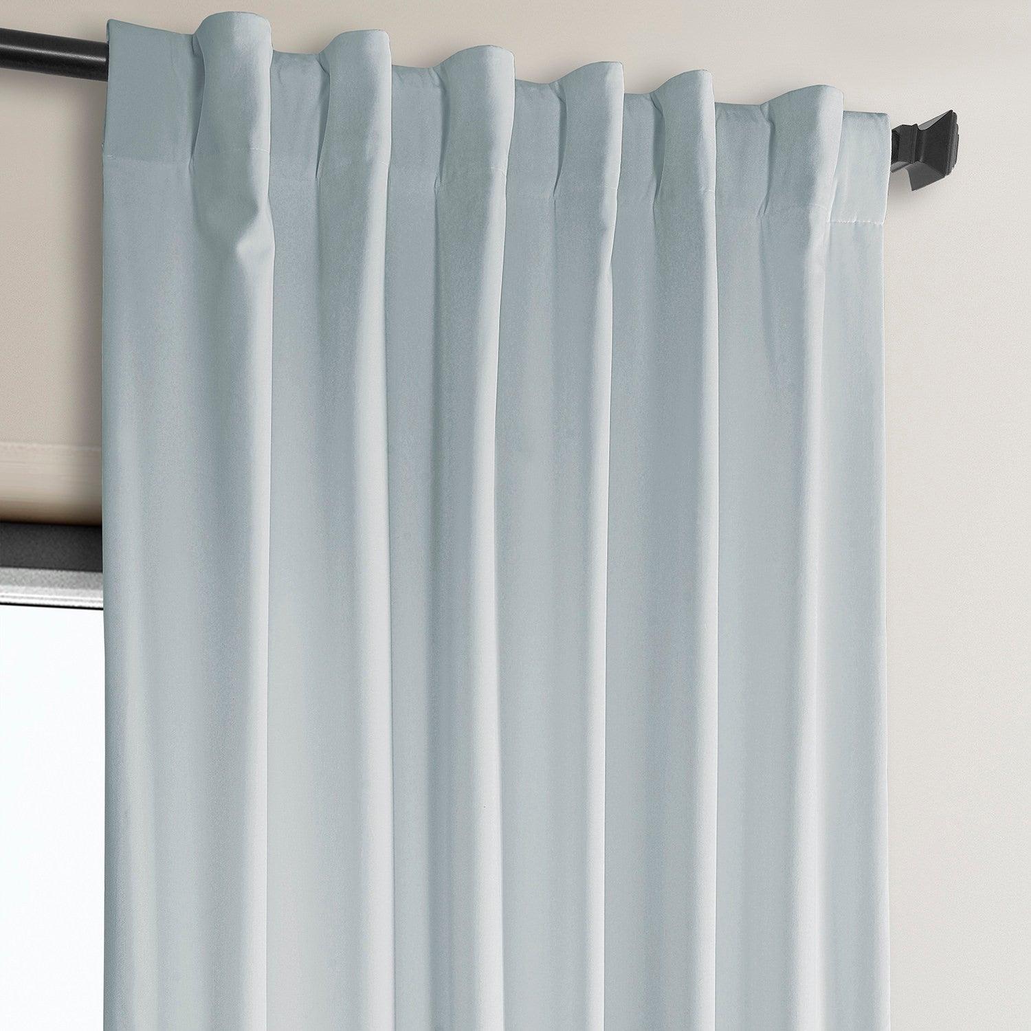 Aquarius Blue Heritage Plush Velvet Room Darkening Curtain - HalfPriceDrapes.com