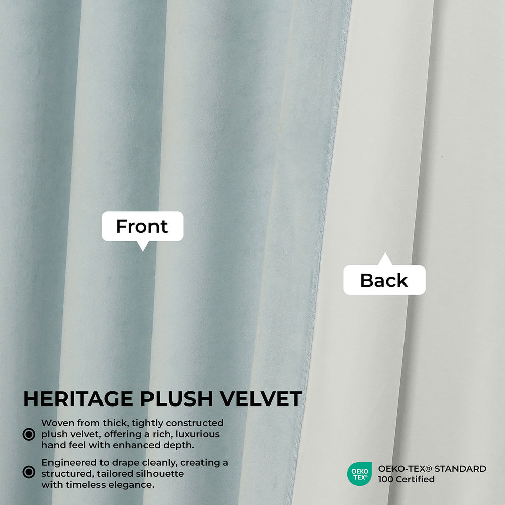 Aquarius Blue Heritage Plush Velvet Room Darkening Curtain