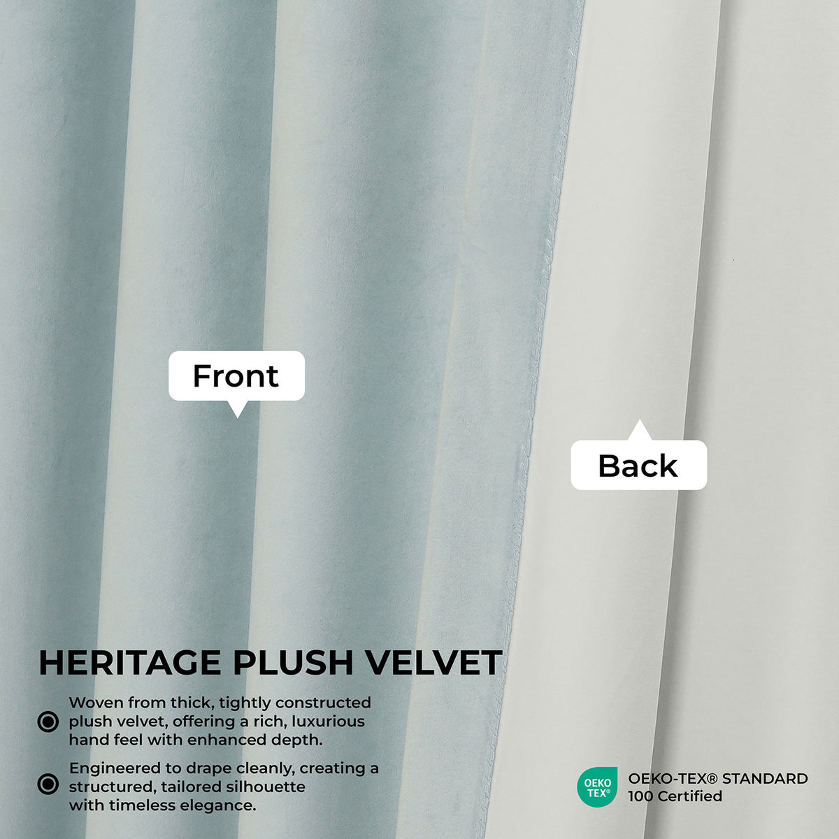 Aquarius Blue Heritage Plush Velvet Room Darkening Curtain
