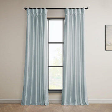 Aquarius Blue Heritage Plush Velvet Room Darkening Curtain