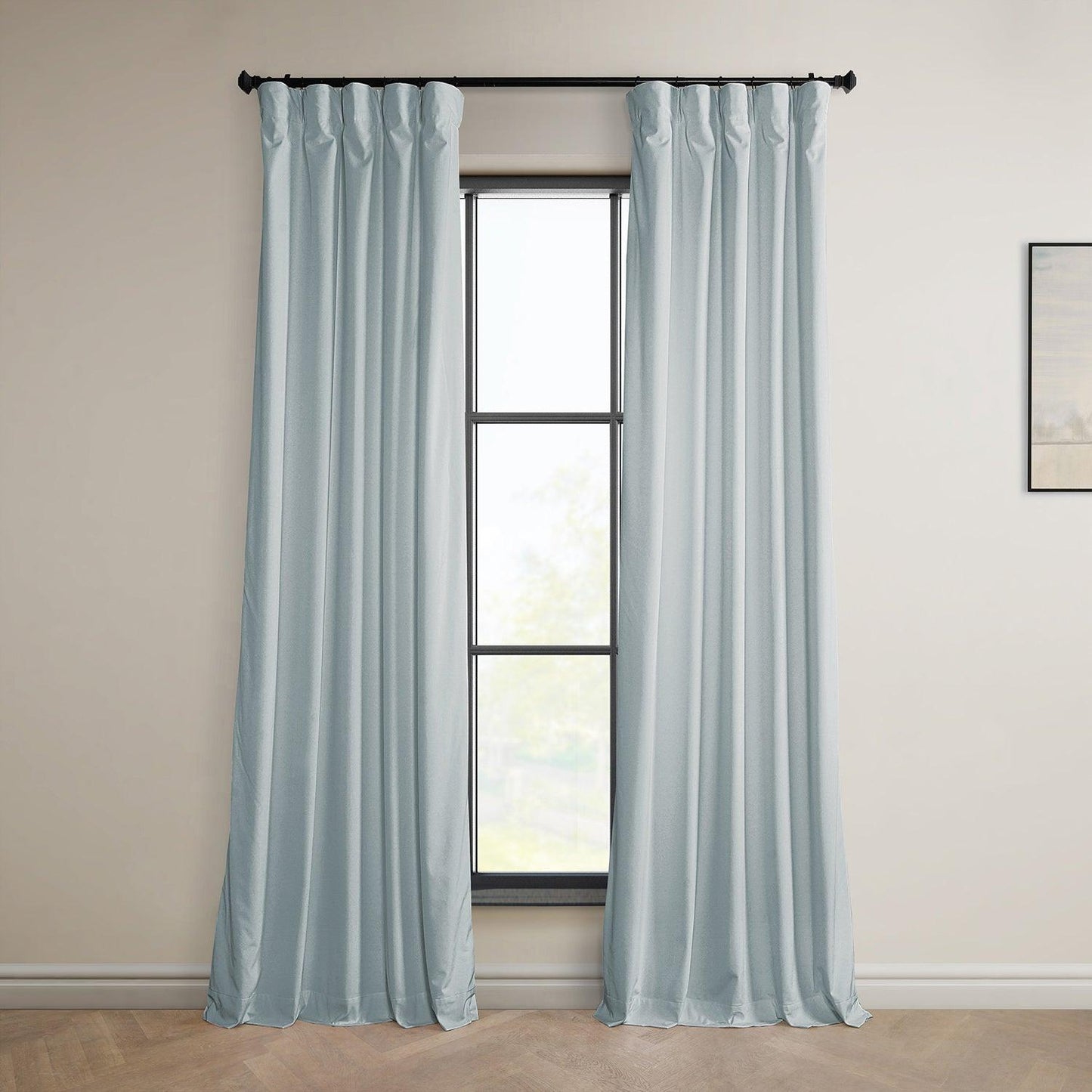 Aquarius Blue Heritage Plush Velvet Room Darkening Curtain - HalfPriceDrapes.com