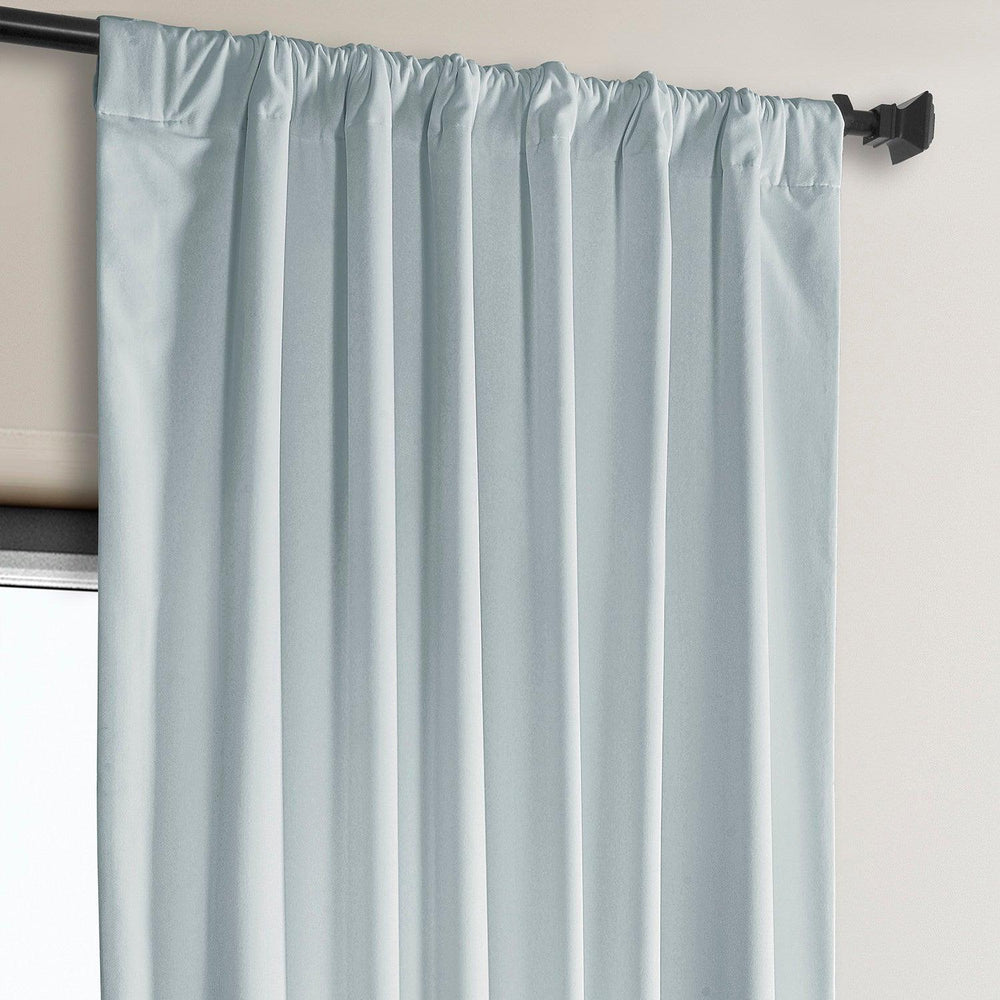 Aquarius Blue Heritage Plush Velvet Room Darkening Curtain - HalfPriceDrapes.com