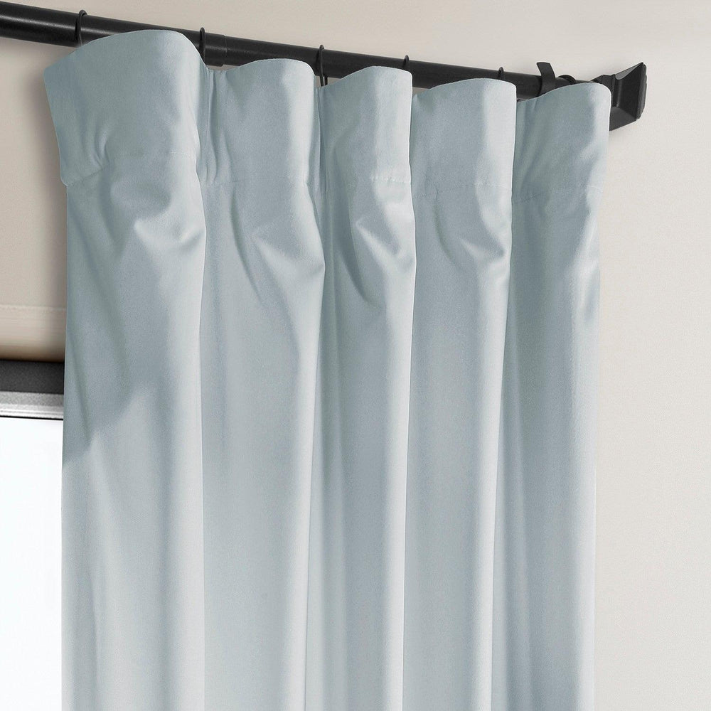 Aquarius Blue Heritage Plush Velvet Room Darkening Curtain - HalfPriceDrapes.com