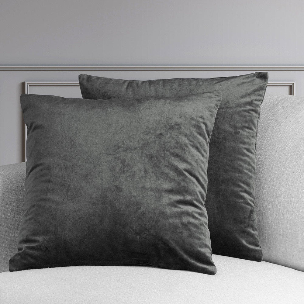 Pepper Grey Heritage Plush Velvet Cushion Covers - Pair - HalfPriceDrapes.com