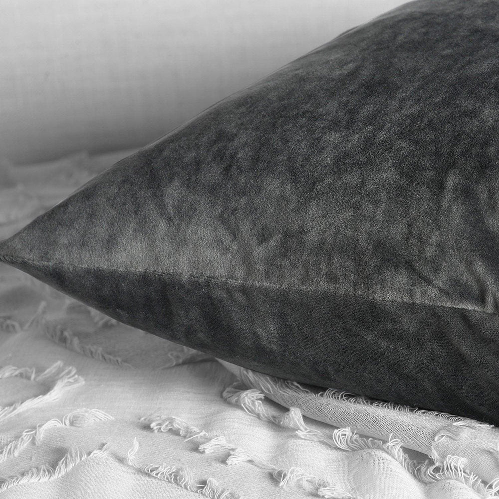 Pepper Grey Heritage Plush Velvet Cushion Covers - Pair - HalfPriceDrapes.com