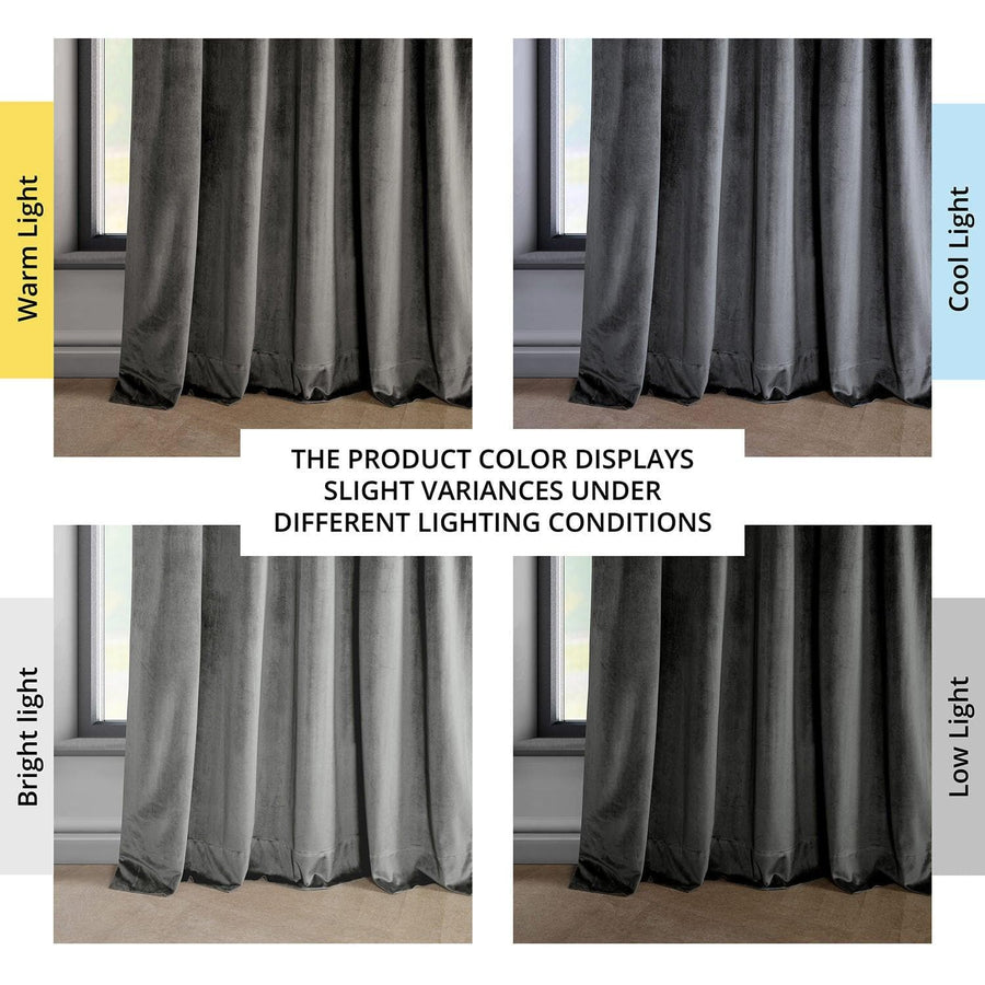 Pepper Grey French Pleat Heritage Plush Velvet Curtain - HalfPriceDrapes.com