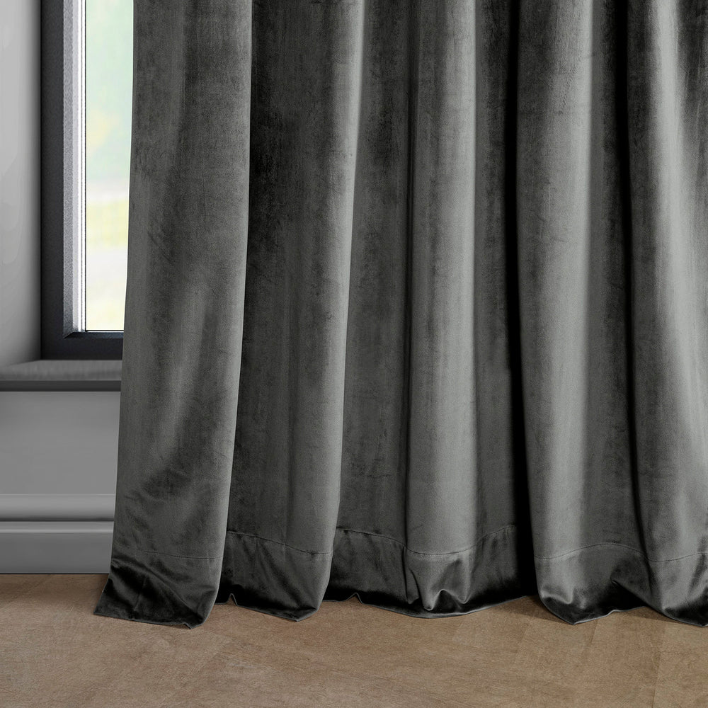 Pepper Grey Heritage Plush Velvet Custom Curtain