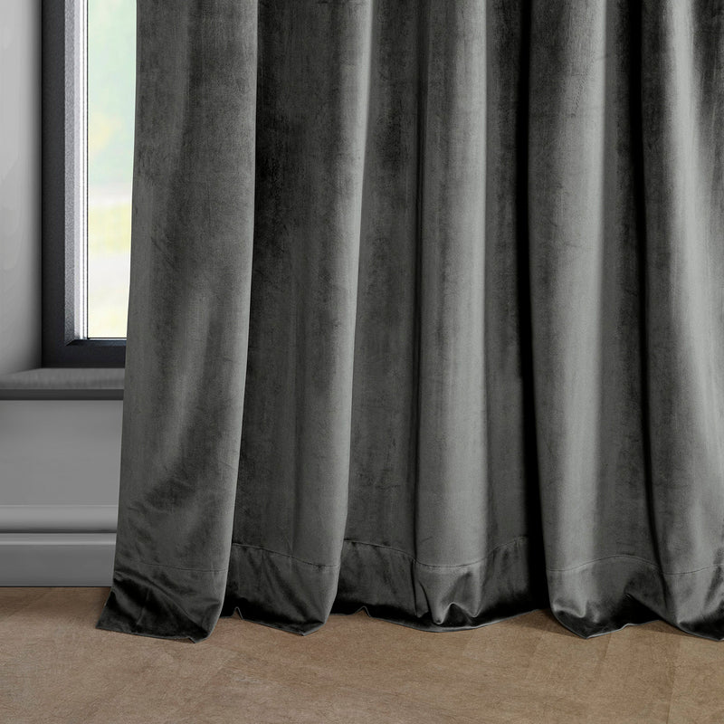 Pepper Grey Heritage Plush Velvet Custom Curtain