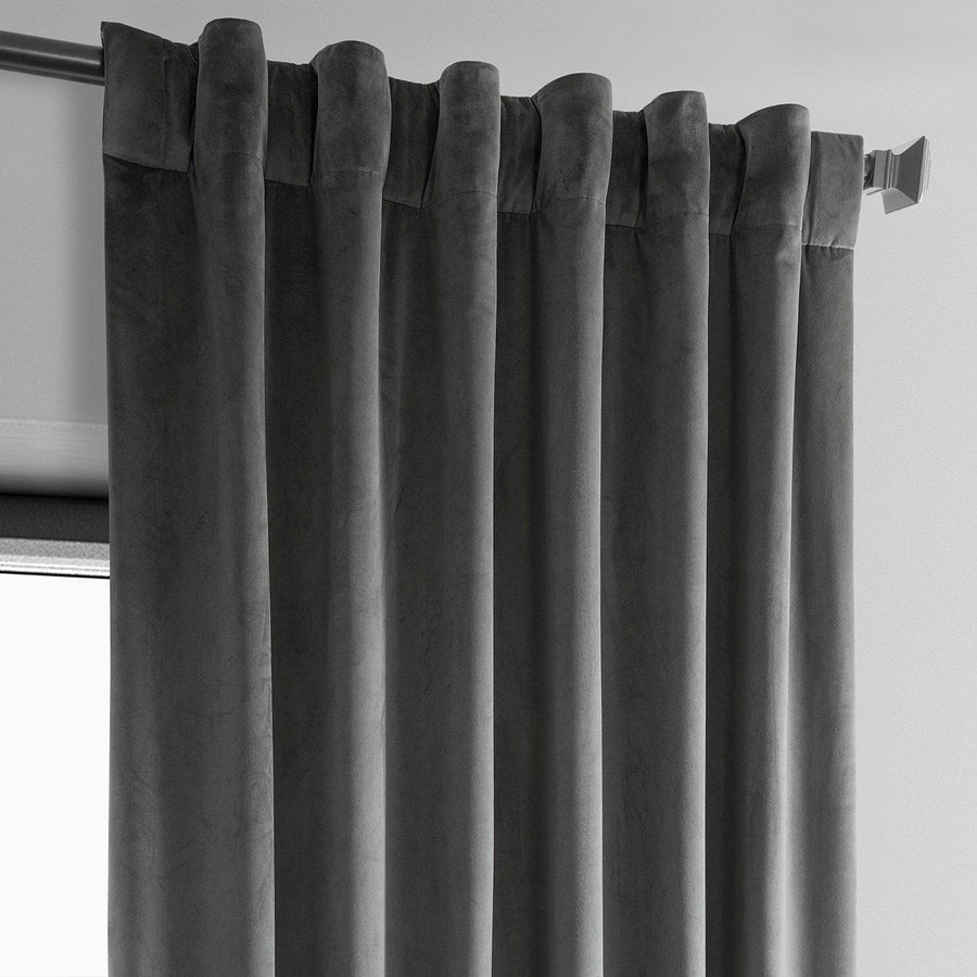 Pepper Grey Heritage Plush Velvet Curtain - HalfPriceDrapes.com