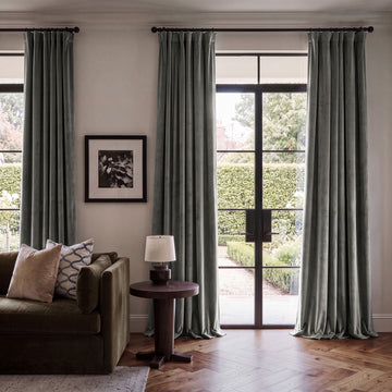 Pepper Grey Heritage Plush Velvet Room Darkening Curtain