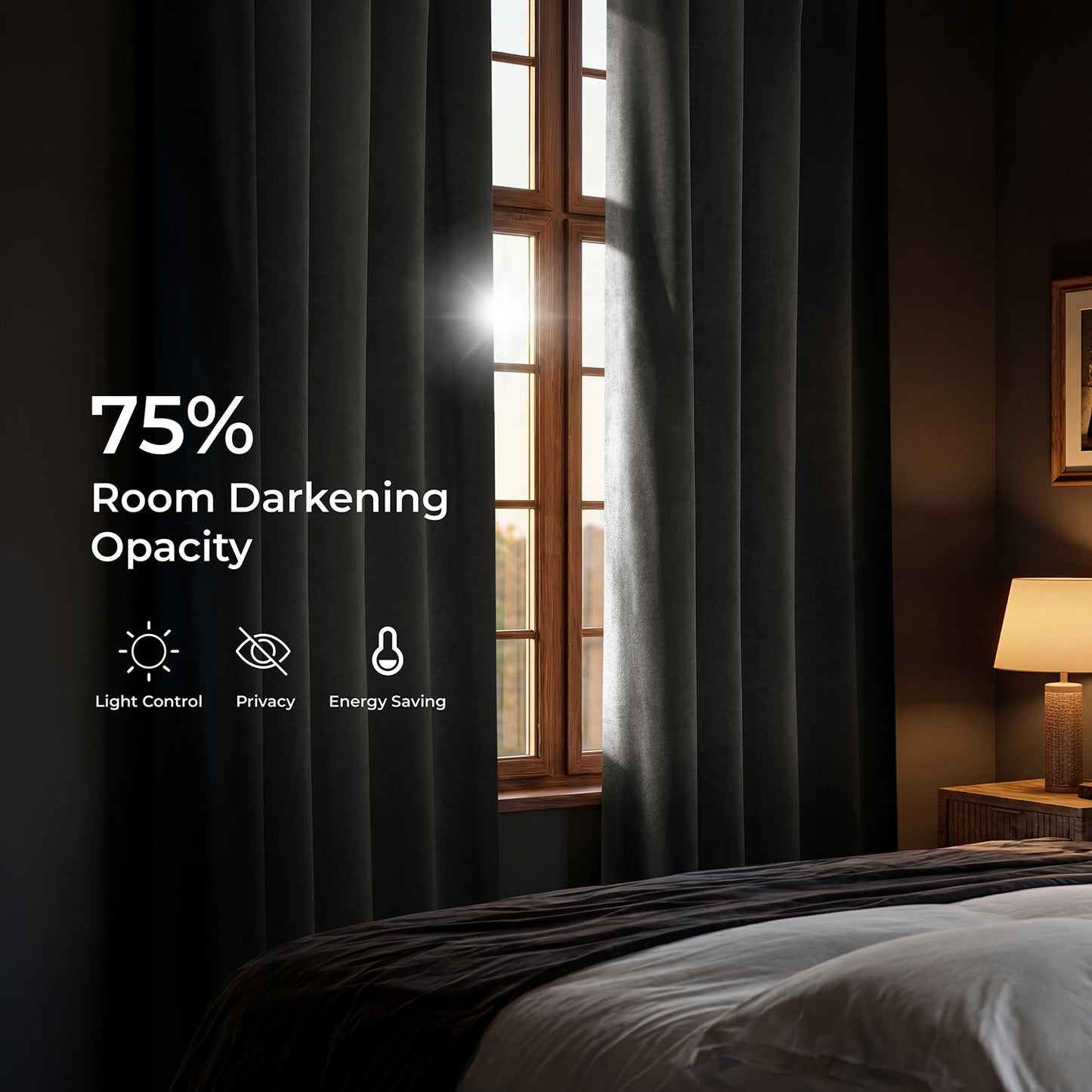 Pepper Grey Heritage Plush Velvet Room Darkening Curtain