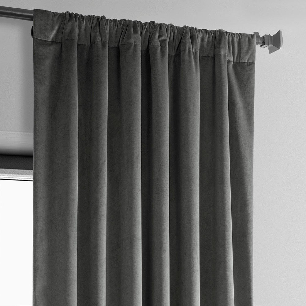 Pepper Grey Heritage Plush Velvet Curtain - HalfPriceDrapes.com