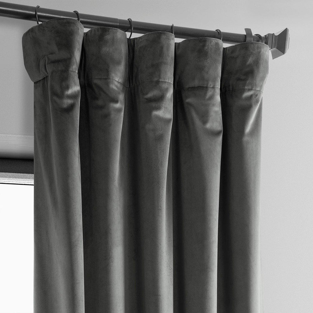 Pepper Grey Heritage Plush Velvet Curtain - HalfPriceDrapes.com