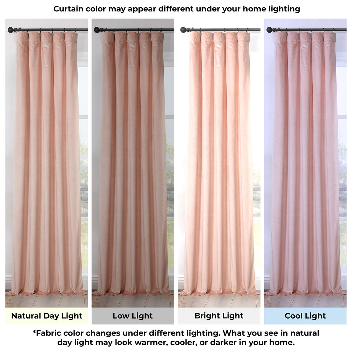 Peach Blossom Heritage Plush Velvet Room Darkening Curtain
