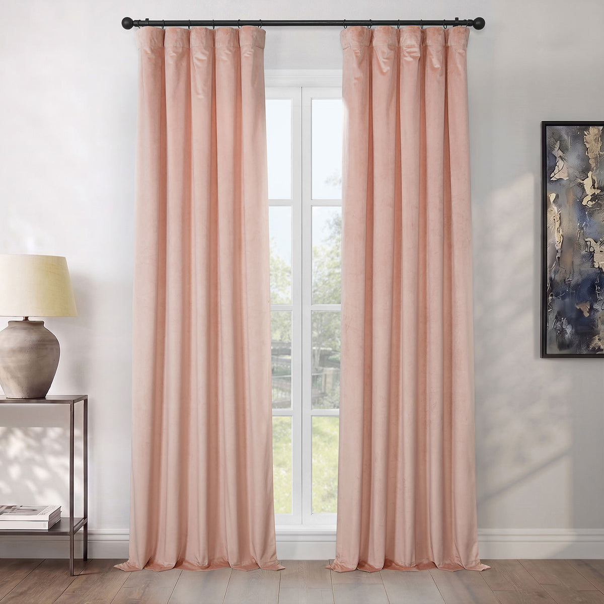Peach Blossom Heritage Plush Velvet Room Darkening Curtain