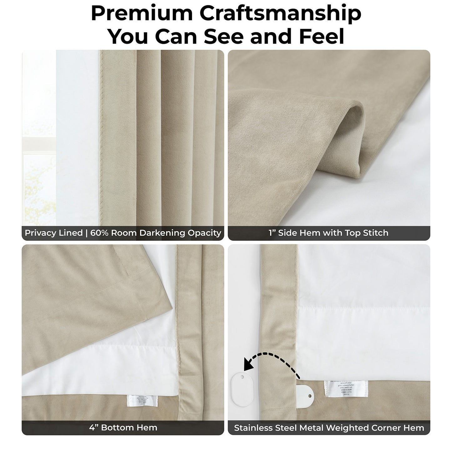 Macchiato Beige Heritage Plush Velvet Room Darkening Curtain