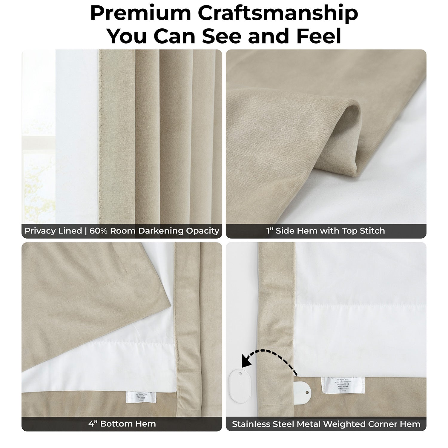 Macchiato Beige Heritage Plush Velvet Room Darkening Curtain