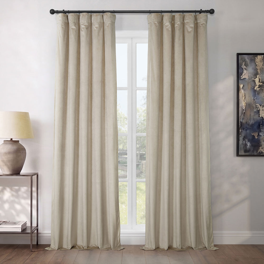 Macchiato Beige Heritage Plush Velvet Room Darkening Curtain