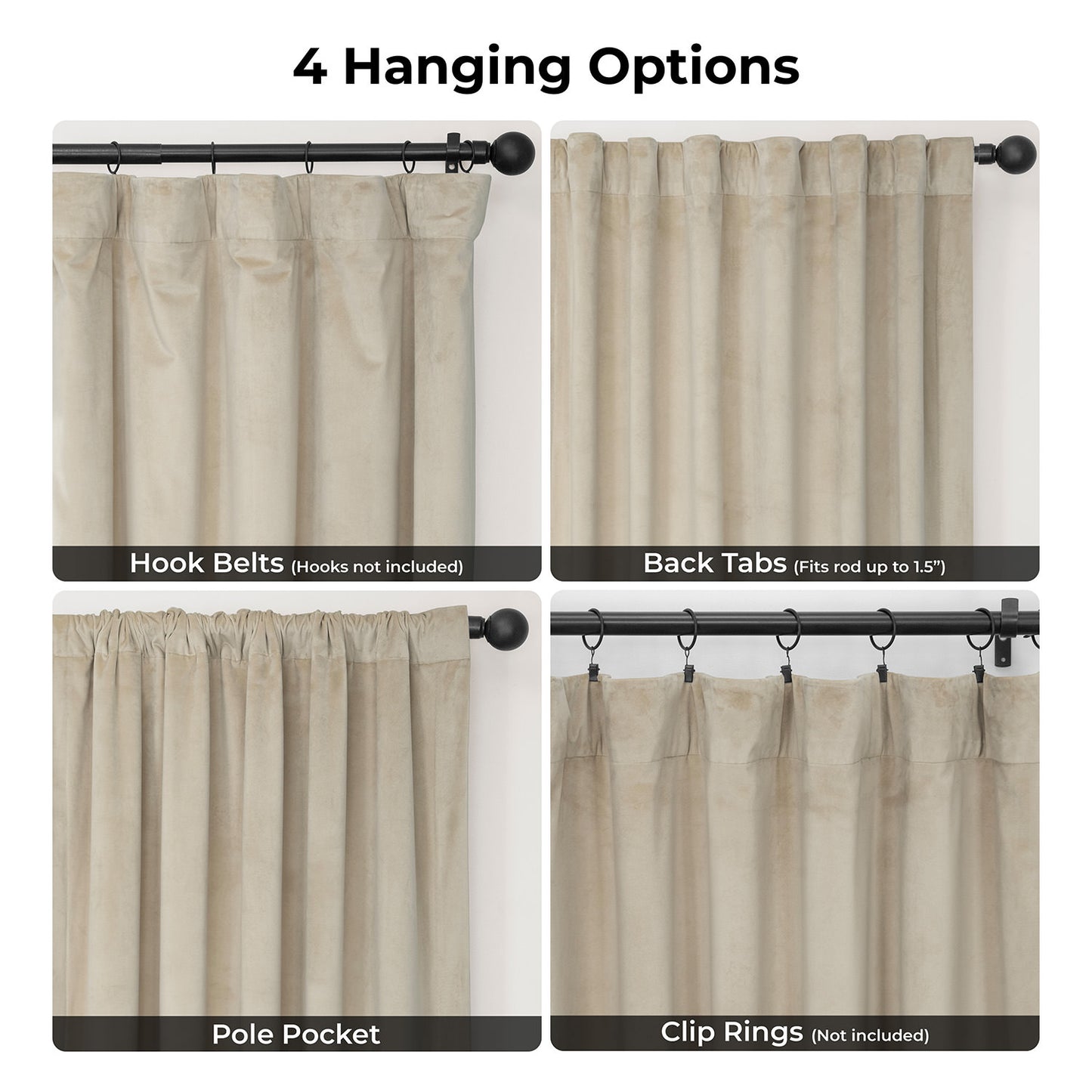 Macchiato Beige Heritage Plush Velvet Room Darkening Curtain
