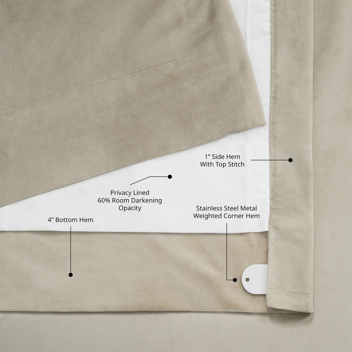 Macchiato Beige Heritage Plush Velvet Room Darkening Curtain